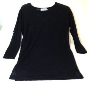 Calvin Klein Shirt Womens Small Black Long Sleeve Knit Top NICE